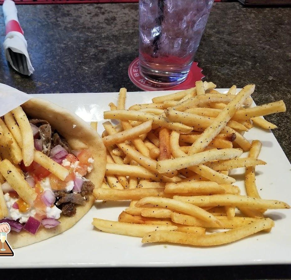 A gyro with seasoned fries