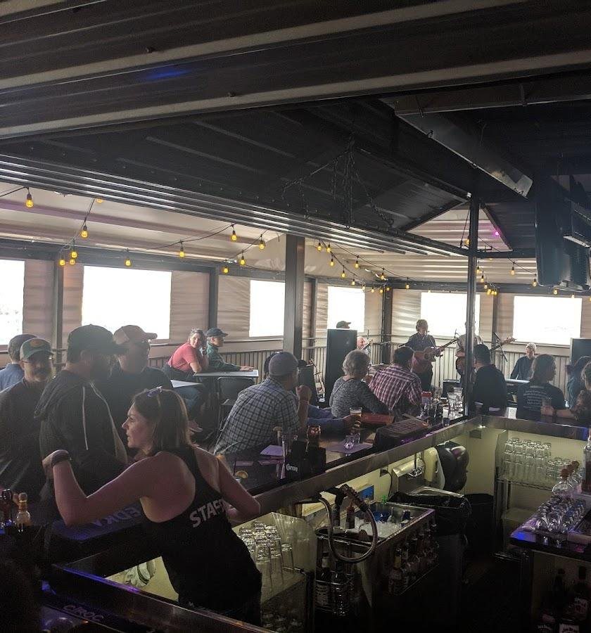 The roof bar at Tony's packed on a game night